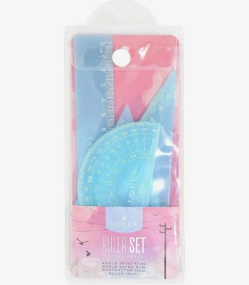 Набор чертеж. 4 пр. мал. LOREX SET COTTON CLOUD пластик непрозрач. ассорти в чехле с европодвесом