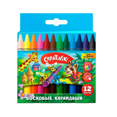 Набор воск. каранд. Creativiki 12 цв. круглые 8 мм